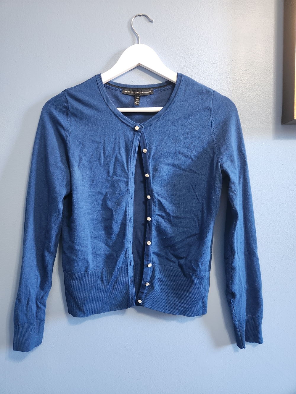 Royal Blue Cardigan with Pearl Buttons From White House Black Market